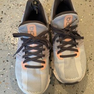 On Running Gray and Pink Sneakers